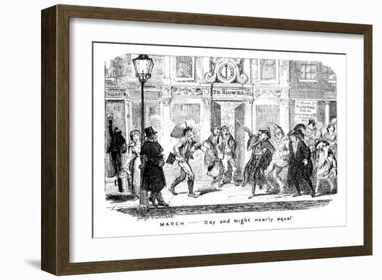 March - Day and Night Nearly Equal, 19th Century-George Cruikshank-Framed Giclee Print