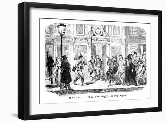 March - Day and Night Nearly Equal, 19th Century-George Cruikshank-Framed Giclee Print