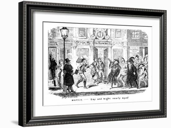 March - Day and Night Nearly Equal, 19th Century-George Cruikshank-Framed Giclee Print