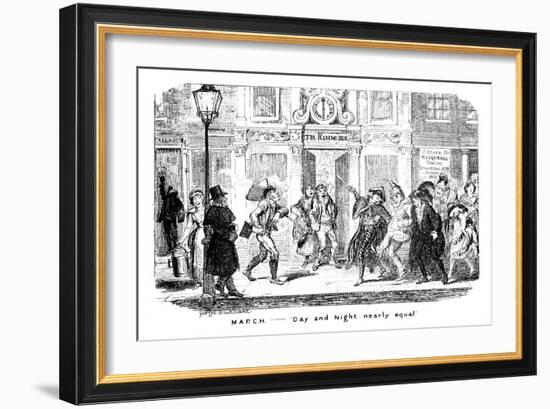 March - Day and Night Nearly Equal, 19th Century-George Cruikshank-Framed Giclee Print