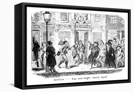 March - Day and Night Nearly Equal, 19th Century-George Cruikshank-Framed Premier Image Canvas