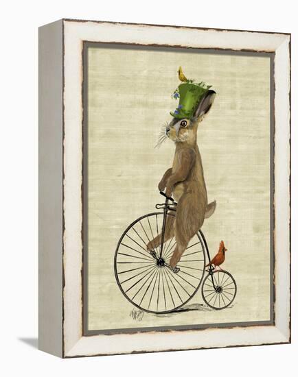 March Hare on Penny Farthing-Fab Funky-Framed Stretched Canvas