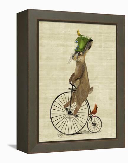 March Hare on Penny Farthing-Fab Funky-Framed Stretched Canvas