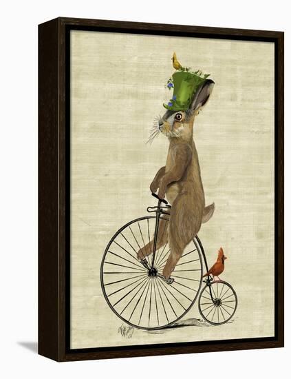 March Hare on Penny Farthing-Fab Funky-Framed Stretched Canvas