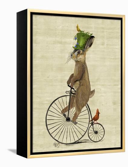March Hare on Penny Farthing-Fab Funky-Framed Stretched Canvas