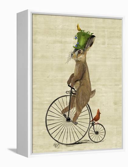 March Hare on Penny Farthing-Fab Funky-Framed Stretched Canvas