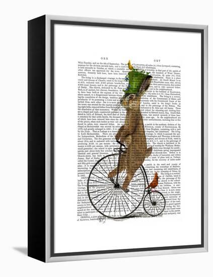 March Hare on Penny Farthing-Fab Funky-Framed Stretched Canvas