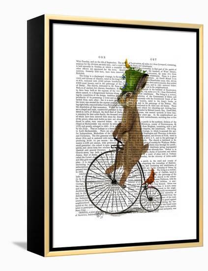 March Hare on Penny Farthing-Fab Funky-Framed Stretched Canvas