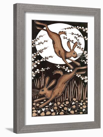 March Hares, 2013 (Woodcut)-Nat Morley-Framed Giclee Print