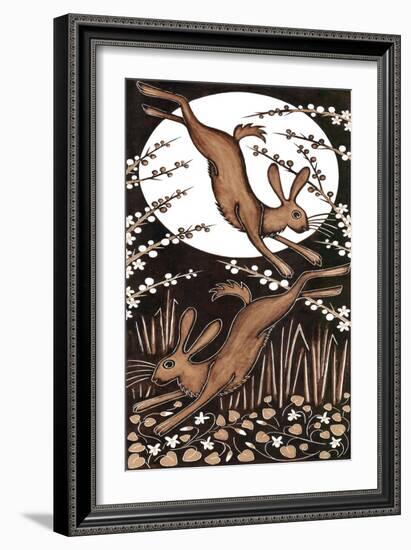 March Hares, 2013 (Woodcut)-Nat Morley-Framed Giclee Print