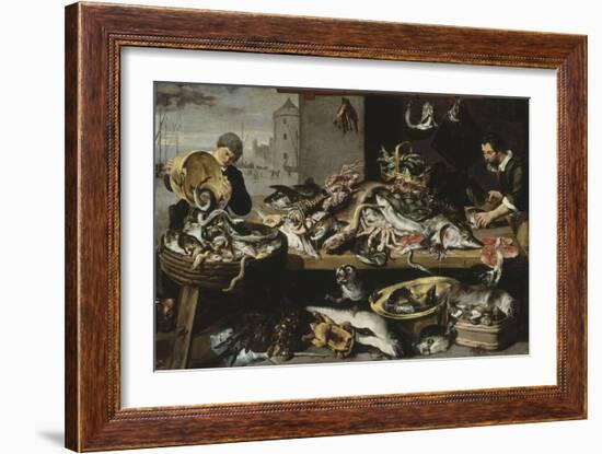 Marchands de poissons à leur étal-Frans Snyders-Framed Giclee Print