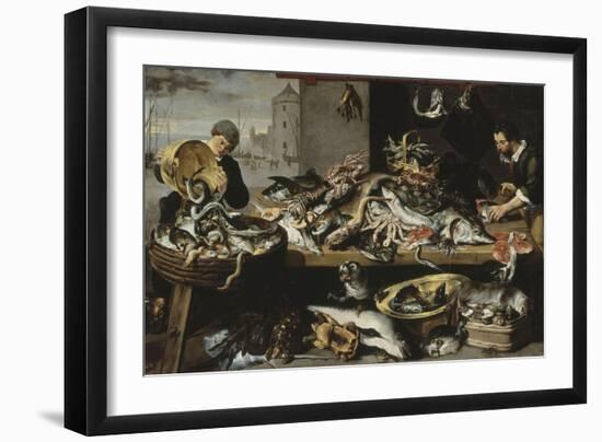 Marchands de poissons à leur étal-Frans Snyders-Framed Giclee Print