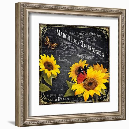 Marché aux tournesols-Bruno Pozzo-Framed Art Print