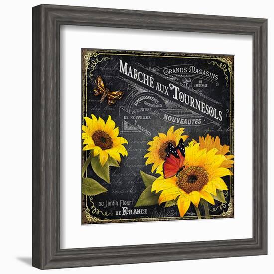 Marché aux tournesols-Bruno Pozzo-Framed Art Print