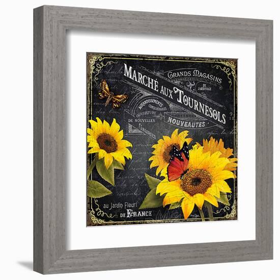 Marché aux tournesols-Bruno Pozzo-Framed Art Print