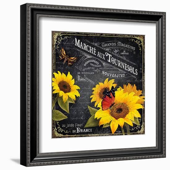 Marché aux tournesols-Bruno Pozzo-Framed Art Print