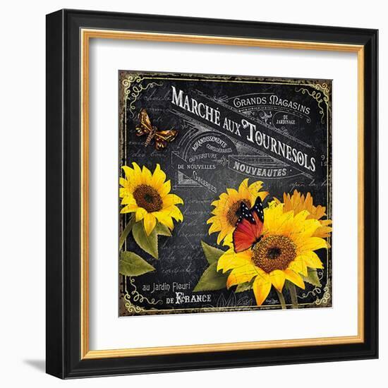 Marché aux tournesols-Bruno Pozzo-Framed Art Print