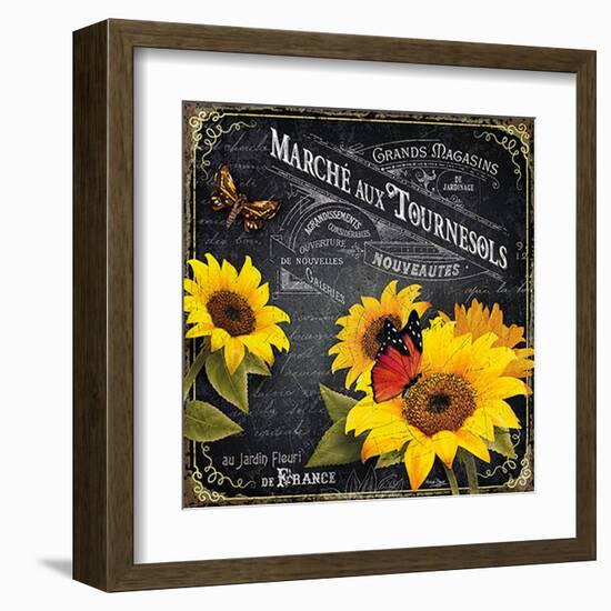 Marché aux tournesols-Bruno Pozzo-Framed Art Print