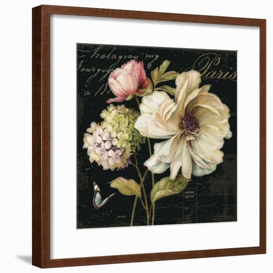 Marche de Fleurs on Black II-Lisa Audit-Framed Art Print