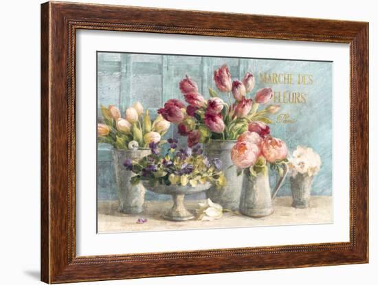 Marche des Fleurs Blue Gold-Danhui Nai-Framed Art Print