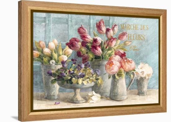 Marche des Fleurs Blue Gold-Danhui Nai-Framed Stretched Canvas