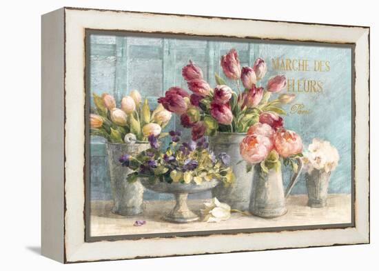 Marche des Fleurs Blue Gold-Danhui Nai-Framed Stretched Canvas