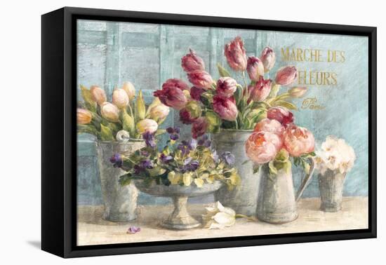 Marche des Fleurs Blue Gold-Danhui Nai-Framed Stretched Canvas