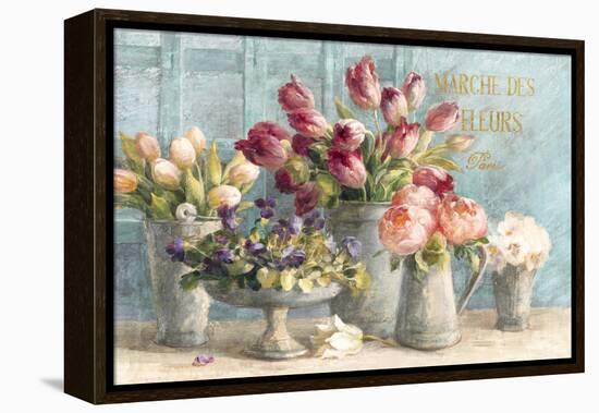 Marche des Fleurs Blue Gold-Danhui Nai-Framed Stretched Canvas