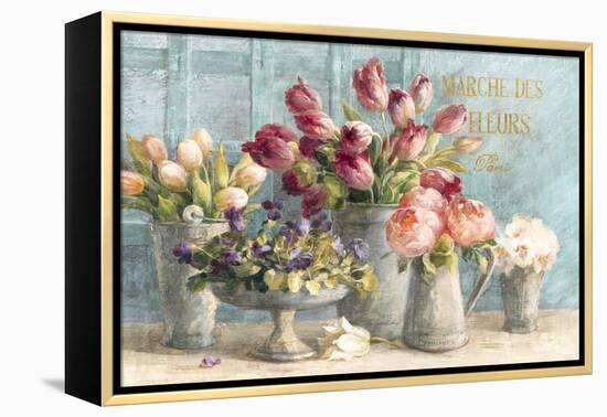 Marche des Fleurs Blue Gold-Danhui Nai-Framed Stretched Canvas