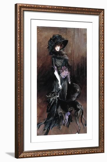 Marchesa Luisa Casati, with a Greyhound-Giovanni Boldini-Framed Premium Giclee Print