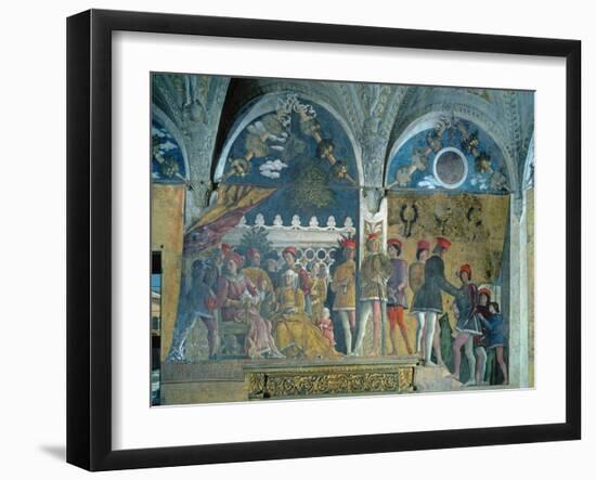 Marchese Ludovico Gonzaga III, His Wife Barbara of Brandenburg, Their Children-Andrea Mantegna-Framed Giclee Print