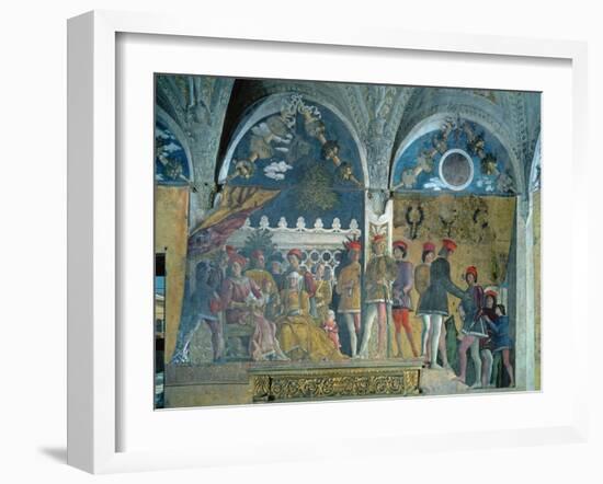 Marchese Ludovico Gonzaga III, His Wife Barbara of Brandenburg, Their Children-Andrea Mantegna-Framed Giclee Print