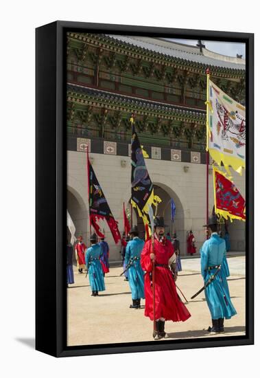 Marching with Flags at Gwanghwamun Gate, South Korea-Eleanor Scriven-Framed Premier Image Canvas