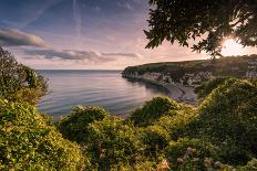 Timelapse Sunset and Blur Water at Atlantic Rocky Beach in Wembury Devon, Uk-Marcin Jucha-Photographic Print