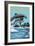 Marco Island - Dolphins Jumping-Lantern Press-Framed Premium Giclee Print