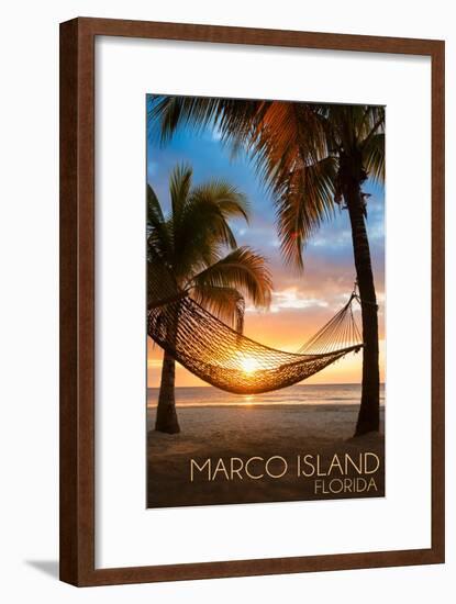 Marco Island, Florida - Hammock and Sunset-Lantern Press-Framed Art Print