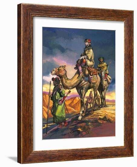 Marco Polo Crosses the Persian Deserts, from 'The Travels of Marco Polo', 1964-Ron Embleton-Framed Giclee Print