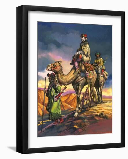 Marco Polo Crosses the Persian Deserts, from 'The Travels of Marco Polo', 1964-Ron Embleton-Framed Giclee Print