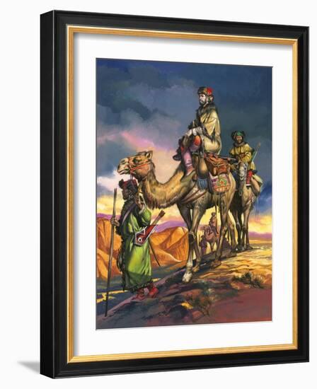 Marco Polo Crosses the Persian Deserts, from 'The Travels of Marco Polo', 1964-Ron Embleton-Framed Giclee Print