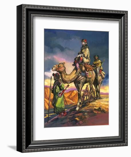 Marco Polo Crosses the Persian Deserts, from 'The Travels of Marco Polo', 1964-Ron Embleton-Framed Premium Giclee Print