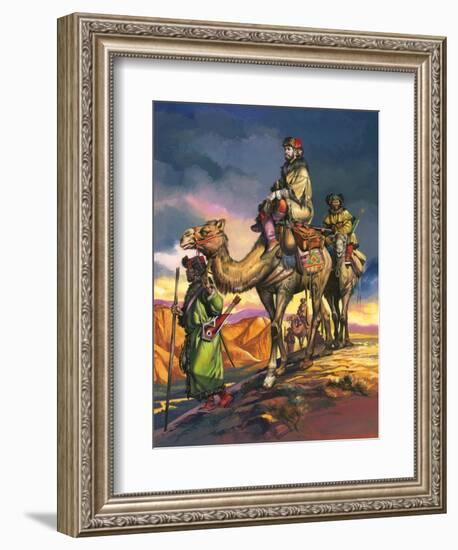Marco Polo Crosses the Persian Deserts, from 'The Travels of Marco Polo', 1964-Ron Embleton-Framed Giclee Print