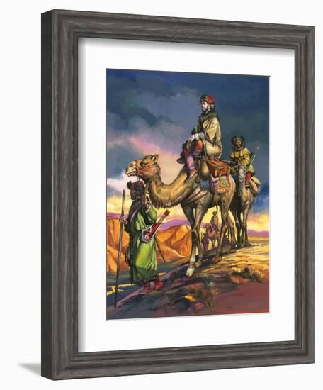 Marco Polo Crosses the Persian Deserts, from 'The Travels of Marco Polo', 1964-Ron Embleton-Framed Giclee Print