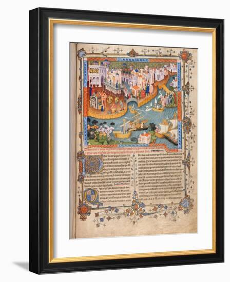 Marco Polo departs from Venice for China, from Travels of Marco Polo. Ca. 1333-40-null-Framed Giclee Print