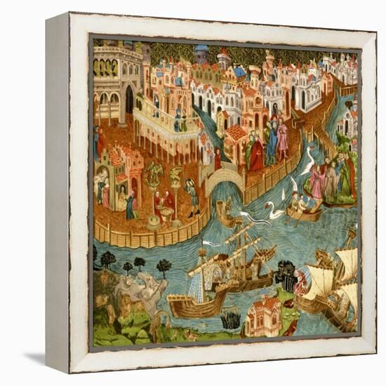 Marco Polo Leaving Venice on His Journey to China, 1338-null-Framed Premier Image Canvas