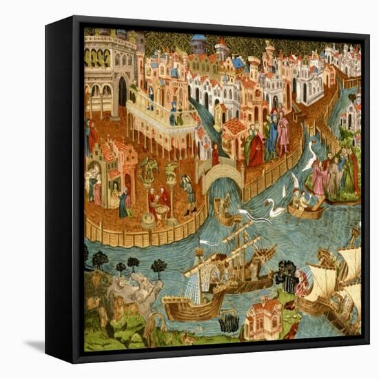 Marco Polo Leaving Venice on His Journey to China, 1338-null-Framed Premier Image Canvas