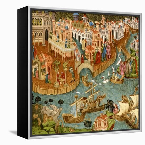 Marco Polo Leaving Venice on His Journey to China, 1338-null-Framed Premier Image Canvas