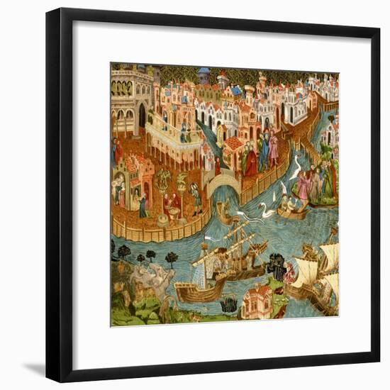 Marco Polo Leaving Venice on His Journey to China, 1338-null-Framed Giclee Print