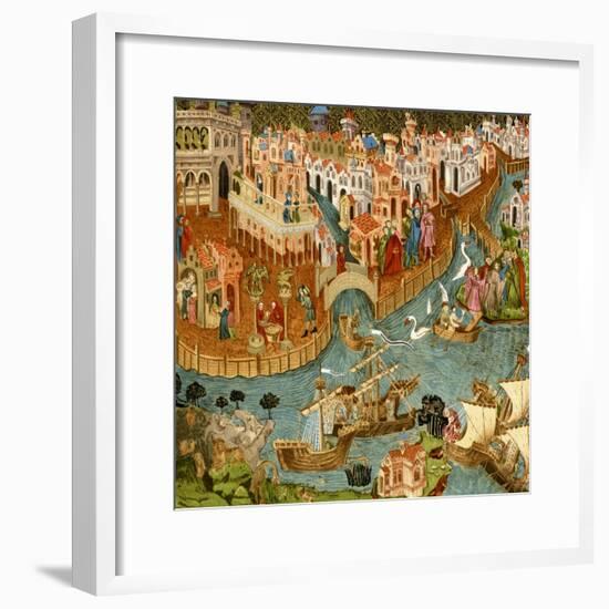 Marco Polo Leaving Venice on His Journey to China, 1338-null-Framed Giclee Print