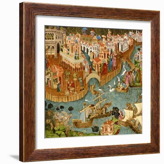 Marco Polo Leaving Venice on His Journey to China, 1338-null-Framed Giclee Print
