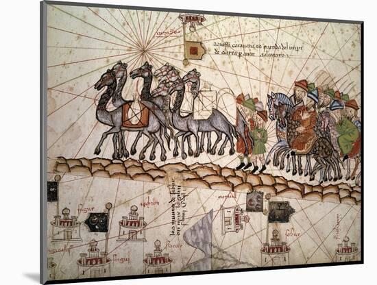 Marco Polo Road to Cathay, Catalan Atlas, Caravan of Travelers-Abraham Cresques-Mounted Art Print